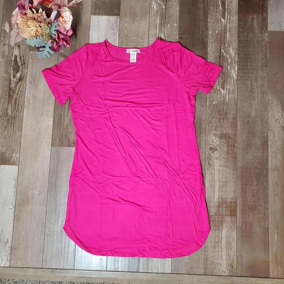 K+ Glam Fuchsia Pink Women's Short Sleeve Casual Dress Size 1X Plus Size NEW - Picture 2 of 7